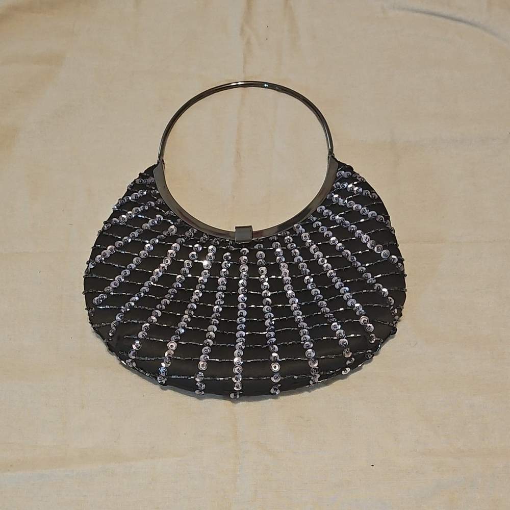 The Limited Black and Silver Sequin Evening Bag